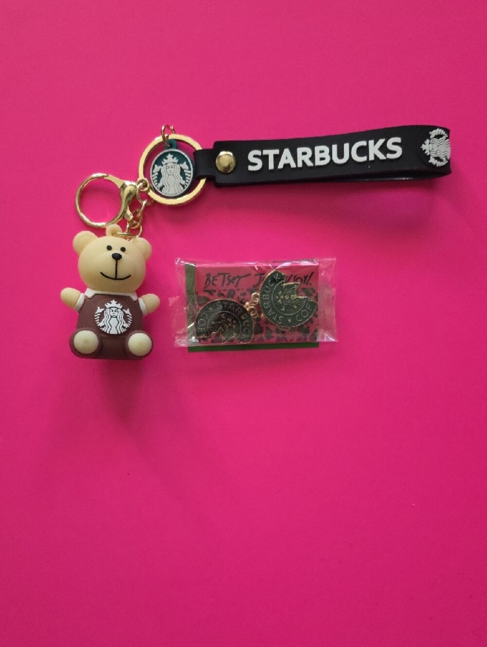 NWOT: Betsey Johnson x Starbucks Earrings & Starbucks Bear Bagcharm Set - Picture 7 of 7